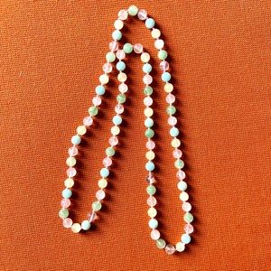 Vintage Hand Knotted Pastel Quartz Bead Necklace Multi Color 32”